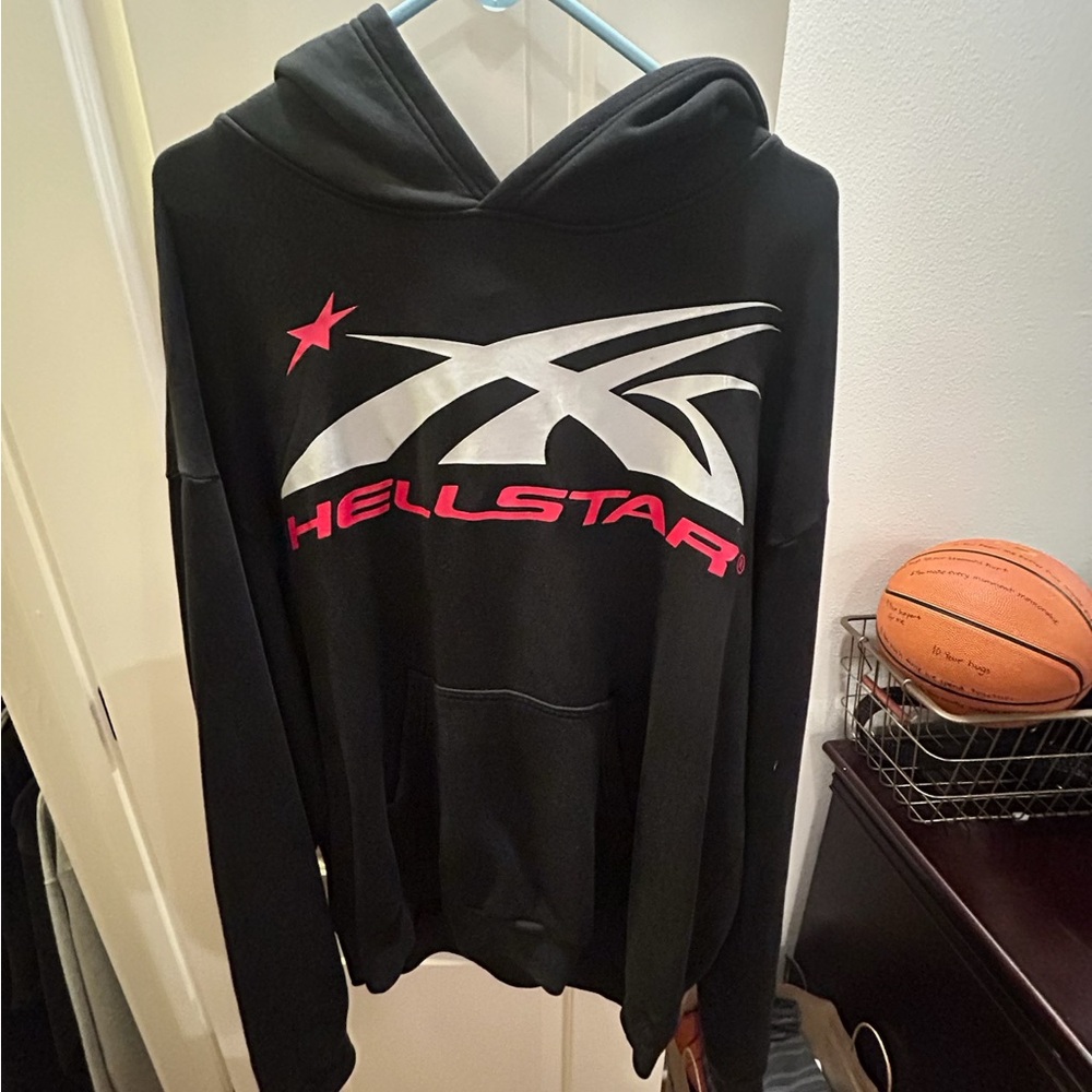 Hellstar Black Hooded Pullover Jacket With Graphi… - image 1